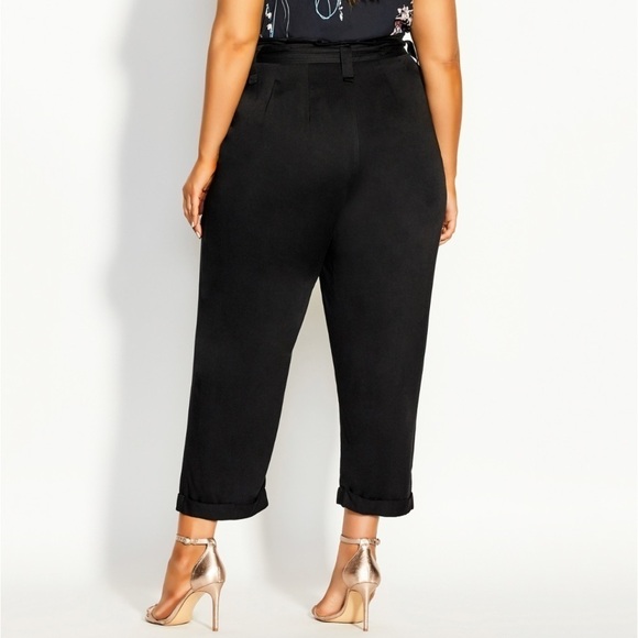 NWT City Chic Run Wild Tie Waist Straight Leg Pants in Black - Picture 2 of 7